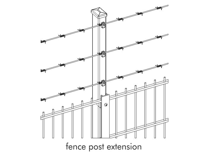 extended fence post holding barbed wire